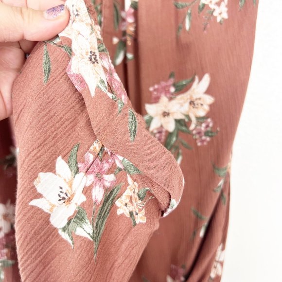 AMERICAN EAGLE Brown Floral Pencil High Rise Casual Paper Bag Waist Pants SMALL - Picture 7 of 10